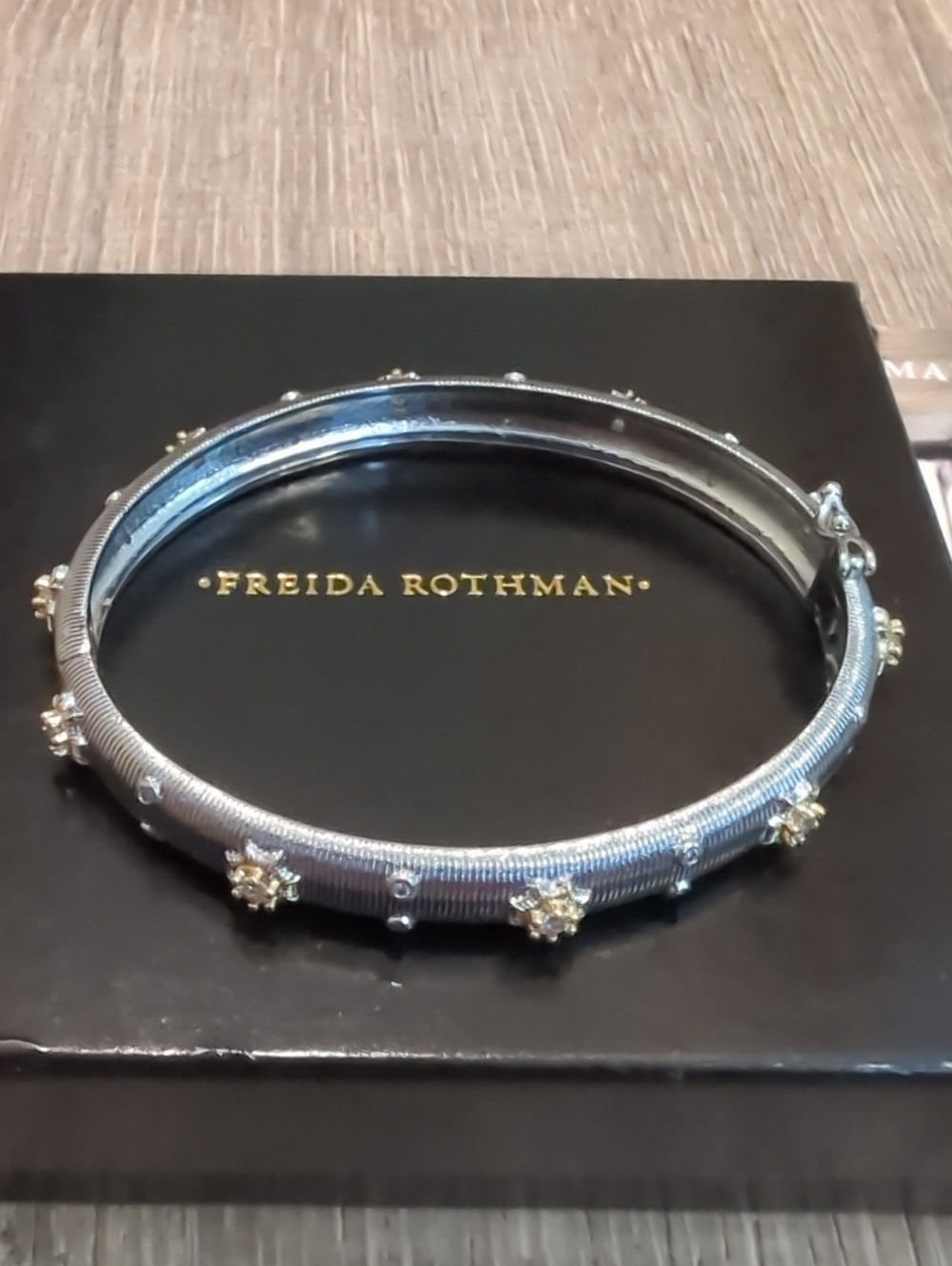 FR Studio Vault Sunburst Two Toned Oval Bangle Bracelet